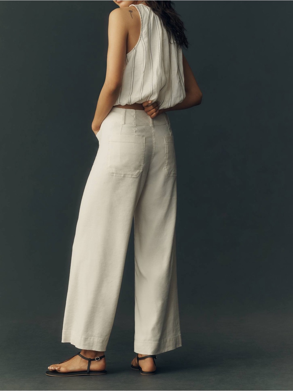 Maeve Colette Wide-Leg Pants in a linen blend - Picture 2 of 9
